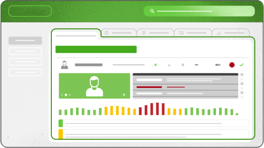 Incident Log illustration: a test taker profile with color-coded data